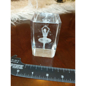 3D Laser Etched Ballerina Glass Paperweight 3" x 2" LAST CHANCE SALE
